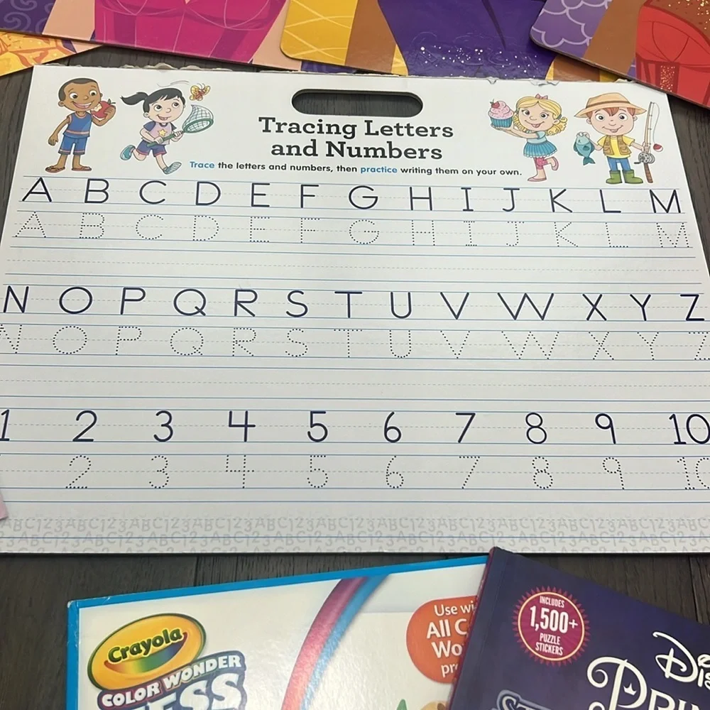 Bundle of children activities and crafts, sticker puzzles, and sticker faces